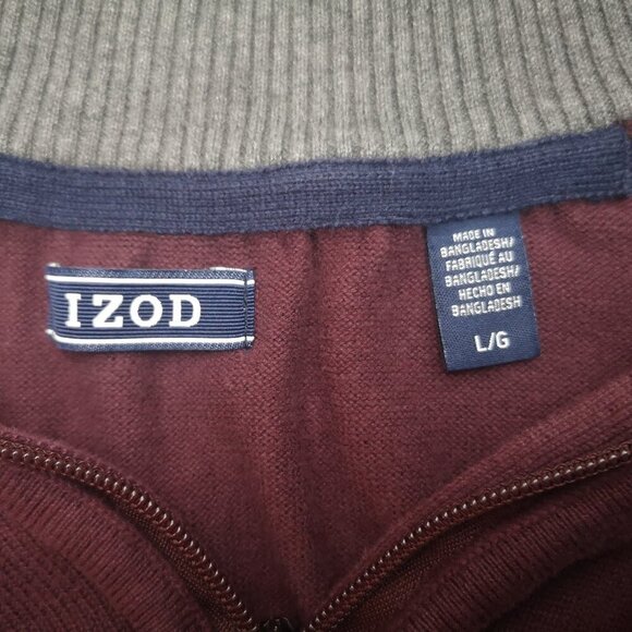 Izod Men's Size Large Burgundy 1/4 Zip Straight Fit Sweater - Picture 3 of 8